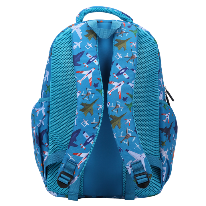Back view of Planes & Aircraft Large School Backpack Padded straps and breathable cushions for comfort