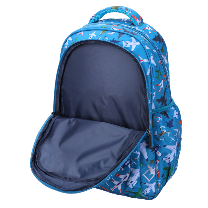 Close-up of Planes & Aircraft Large School Backpack  Easy clean waterproof lining and durable fabric