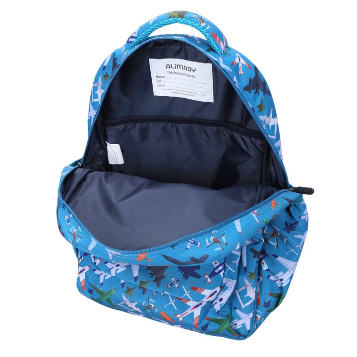 Close-up of Planes & Aircraft Large School Backpack Easy clean waterproof lining and durable fabric