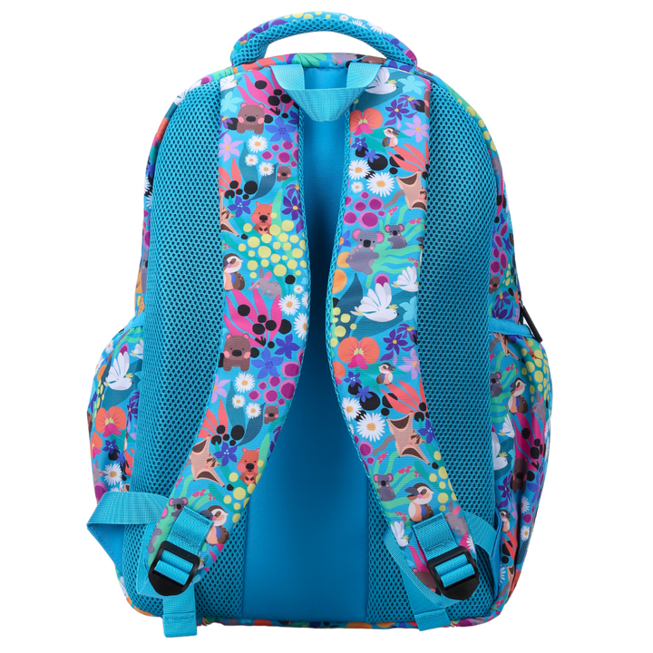 Back view of Australian Animals Large School Backpack Padded straps and breathable cushions for comfort