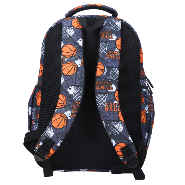 Back view of Basketball Large School Backpack Padded straps and breathable cushions for comfort