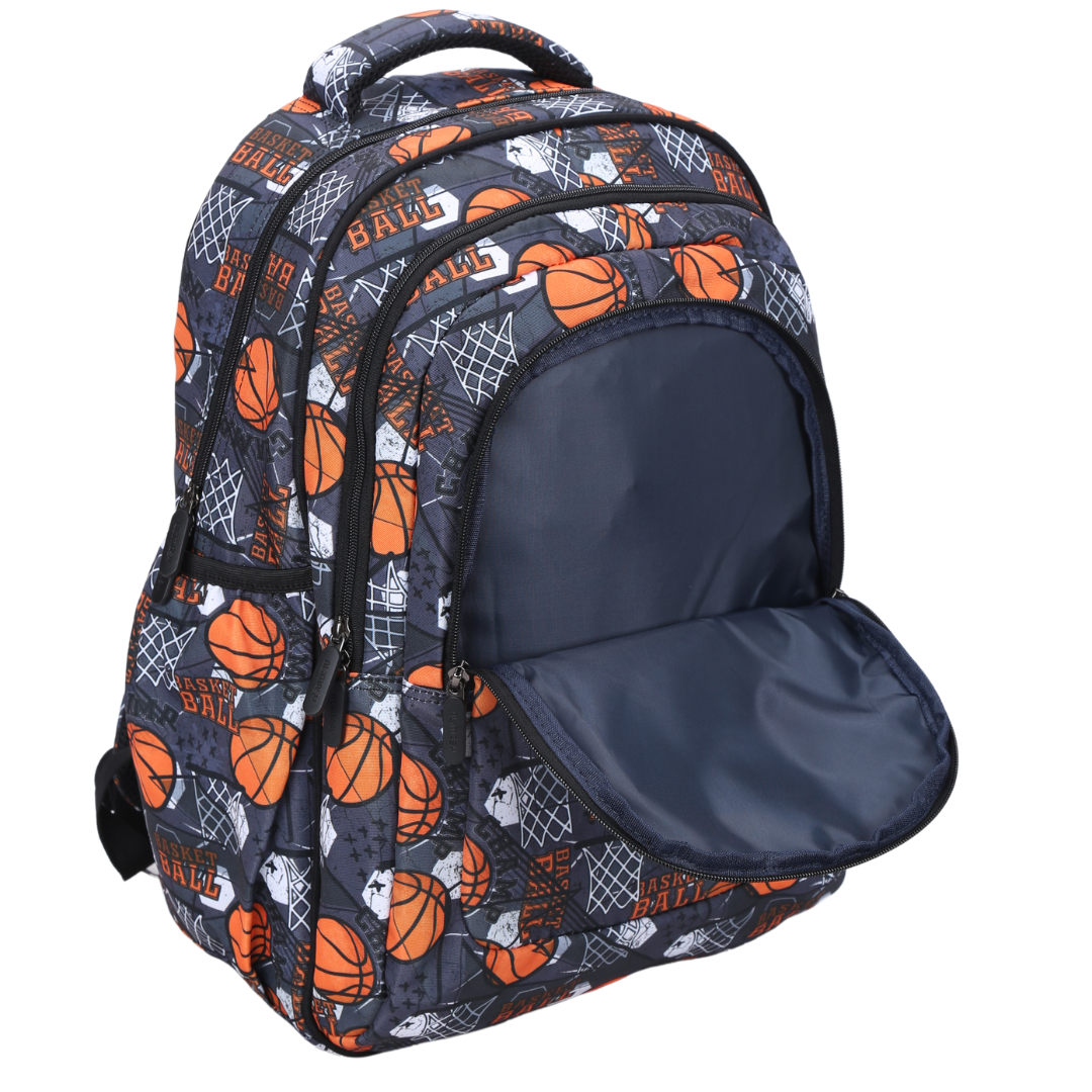 Close-up of Basketball Large School Backpack Easy clean waterproof lining and durable fabric