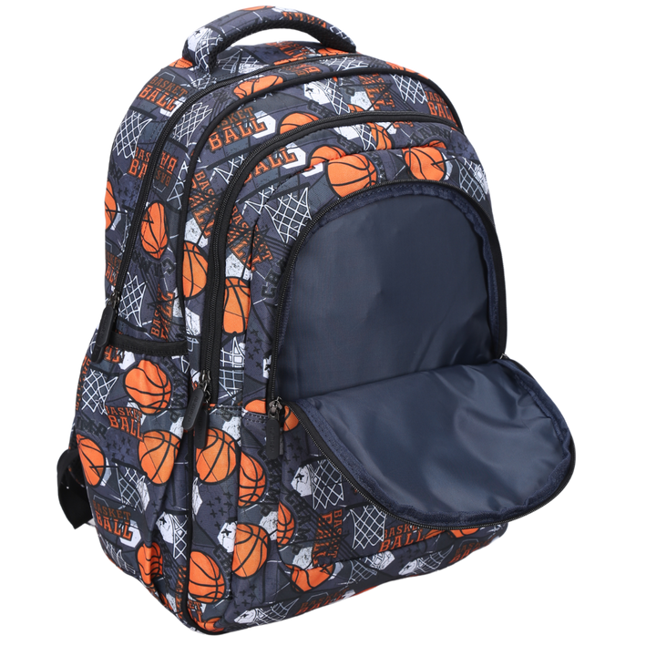 Close-up of Basketball Large School Backpack Easy clean waterproof lining and durable fabric