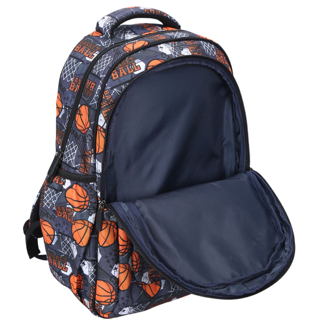 Close-up of Basketball Large School Backpack Easy clean waterproof lining and durable fabric