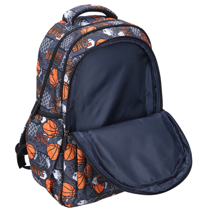 Close-up of Basketball Large School Backpack Easy clean waterproof lining and durable fabric