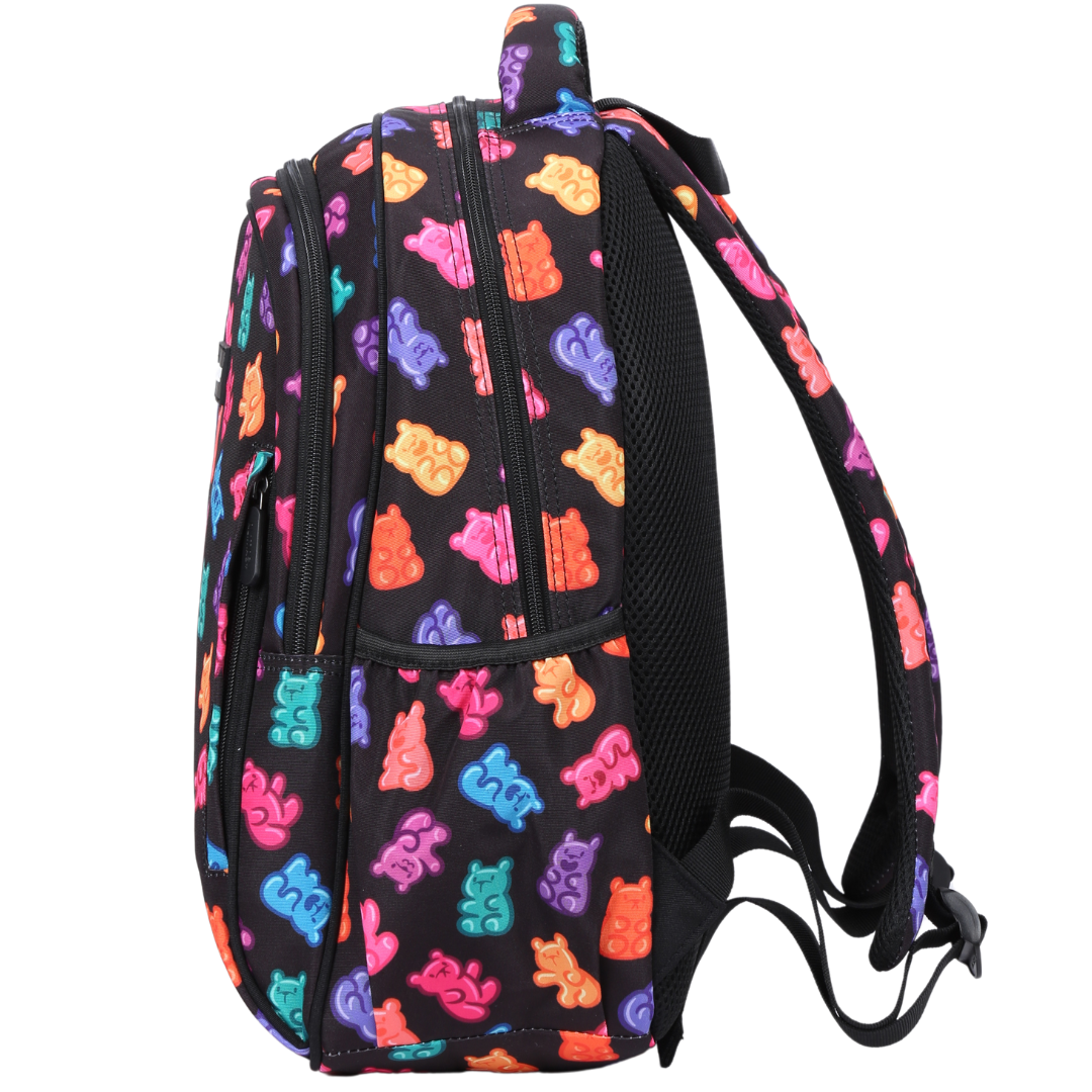 Candy Bears Midsize Kids Backpack side pocket elasticated for secure water bottle storage