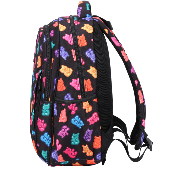 Candy Bears Midsize Kids Backpack side pocket elasticated for secure water bottle storage