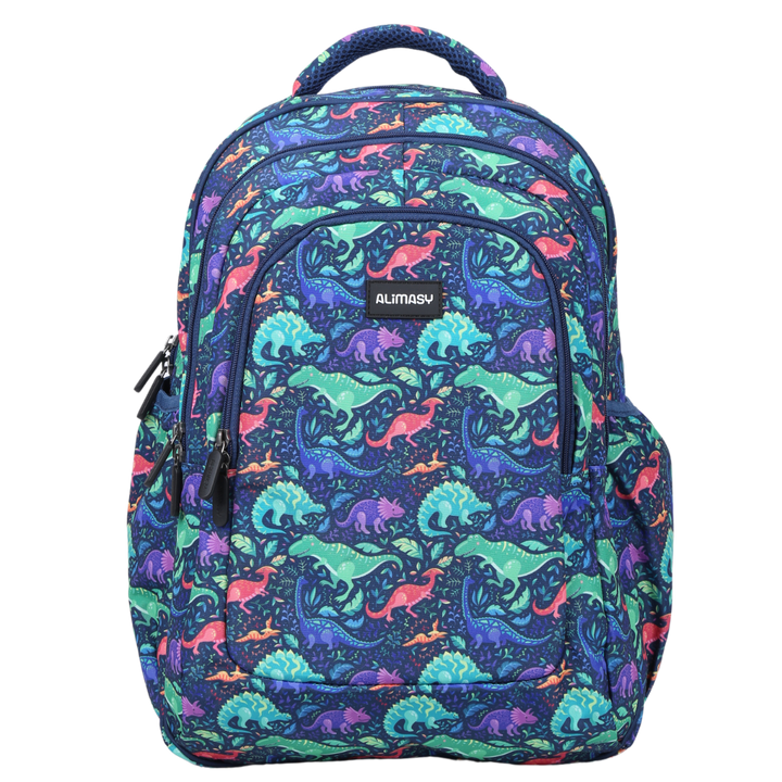 Front view of Dinosaurs Large School Backpack Durable kids backpack with spacious compartments