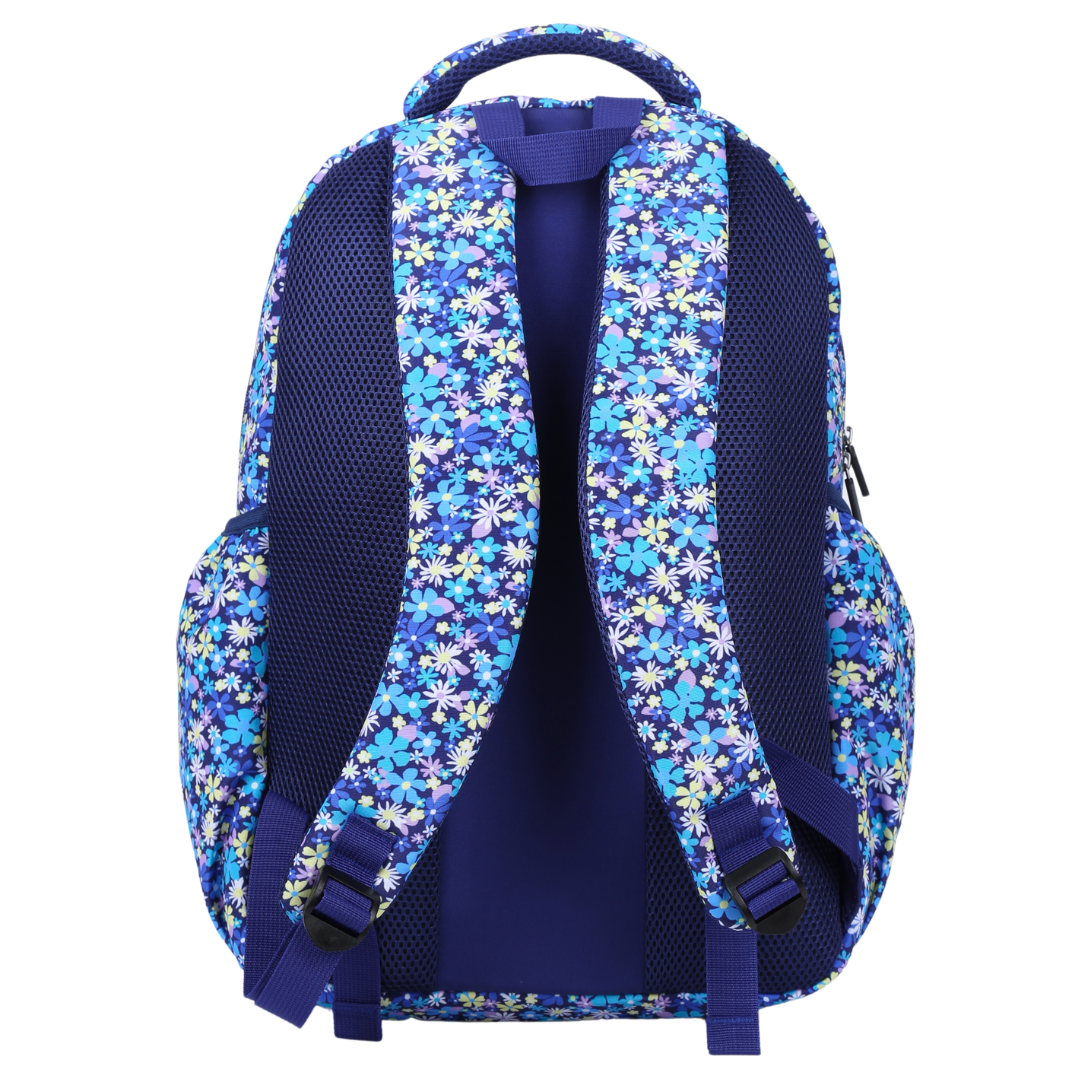 Back view of Ditsy Daisy Large School Backpack Padded straps and breathable cushions for comfort