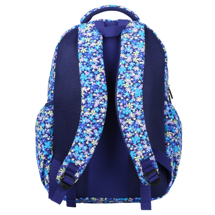 Back view of Ditsy Daisy Large School Backpack Padded straps and breathable cushions for comfort