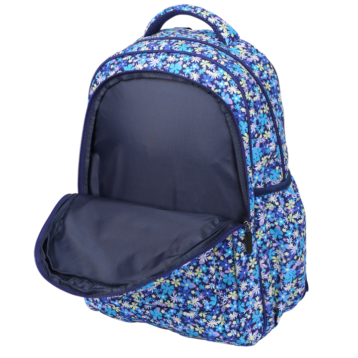 Close-up of Ditsy Daisy Large School Backpack Easy clean waterproof lining and durable fabric