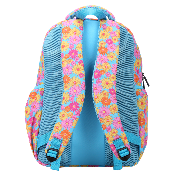 Back view of Ditsy Daisy Flowers Large School Backpack Padded straps and breathable cushions for comfort
