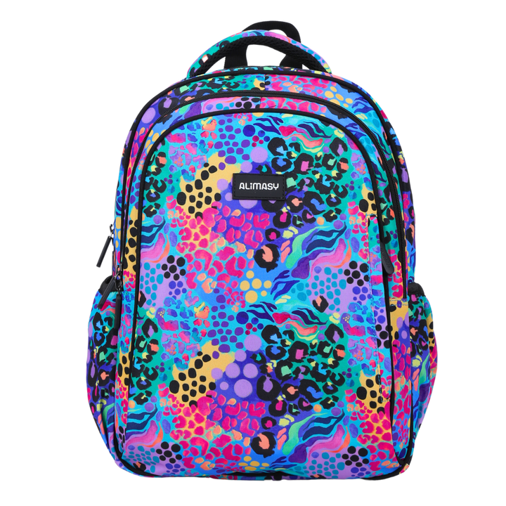 Electric Leopard Midsize Kids Backpack front view lightweight waterproof preschool and primary school bag Australia NZ