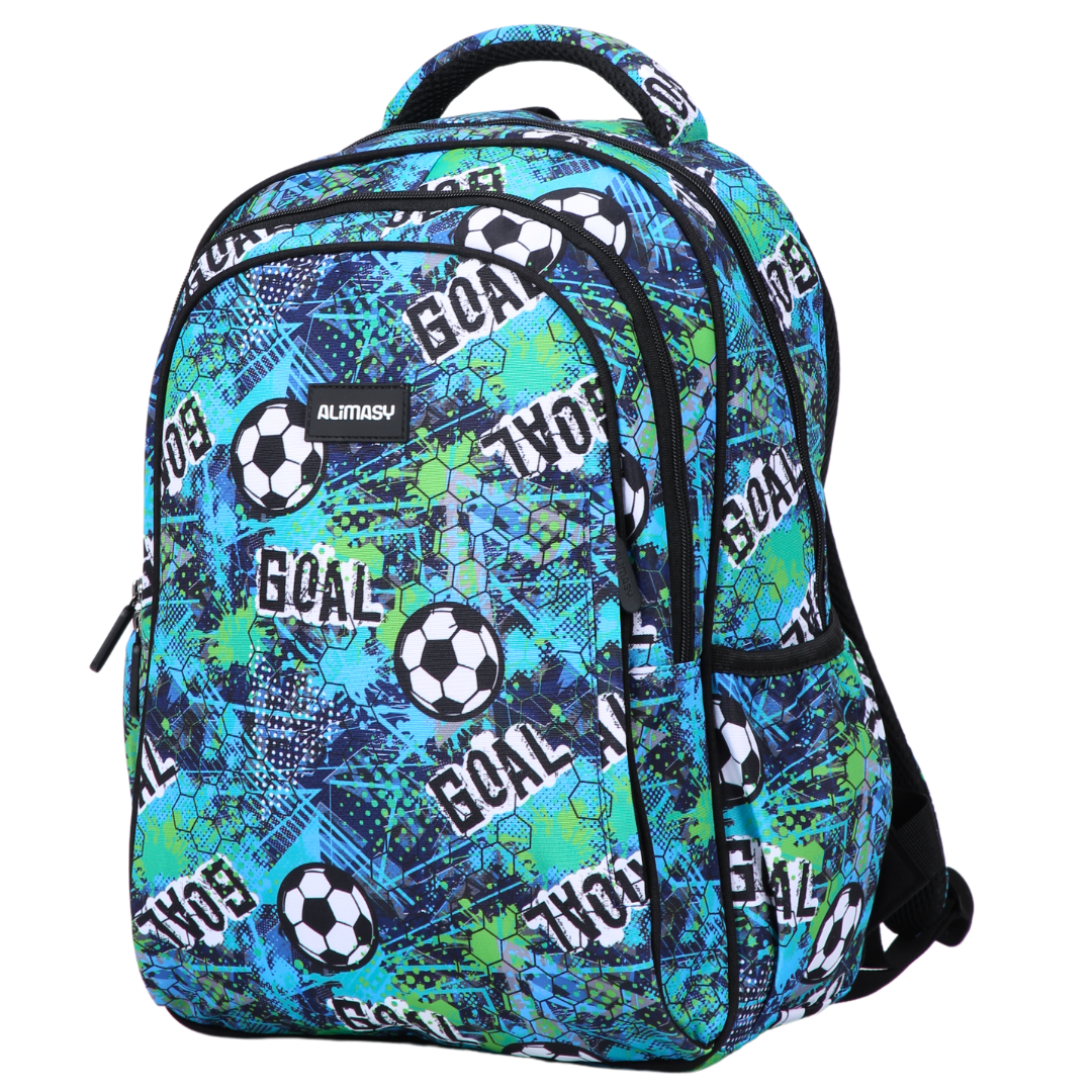 Football Soccer Midsize Kids Backpack front view lightweight waterproof preschool and primary school bag Australia NZ
