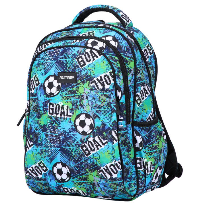 Football Soccer Midsize Kids Backpack front view lightweight waterproof preschool and primary school bag Australia NZ