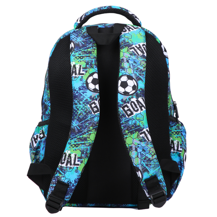 Football Midsize Kids Backpack back view ergonomic padded straps and back, comfortable waterproof kids school bag