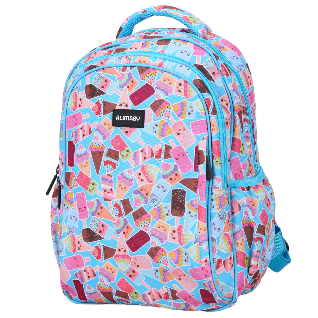 Ice Cream Party Midsize Kids Backpack front view lightweight waterproof preschool and primary school bag Australia NZ