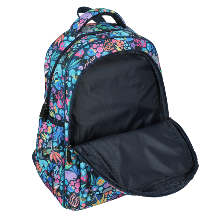 Close-up of Sealife Large School Backpack Easy clean waterproof lining and durable fabric