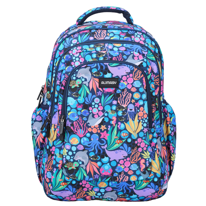 Front view of Sealife Large School Backpack Durable kids backpack with spacious compartments