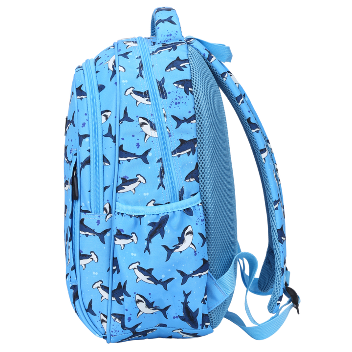 Sharks Midsize Kids Backpack side pocket elasticated for secure water bottle storage