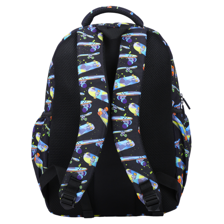 Back view of Skateboard Large School Backpack Padded straps and breathable cushions for comfort