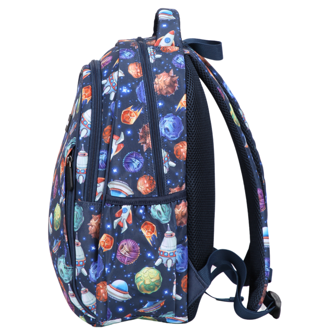Space Midsize Kids Backpack side pocket elasticated for secure water bottle storage