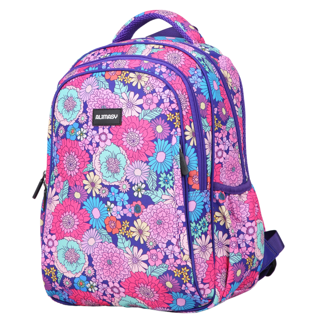 Summer Flowers Midsize Kids Backpack close-up print high-quality fabric waterproof midsize kids backpack