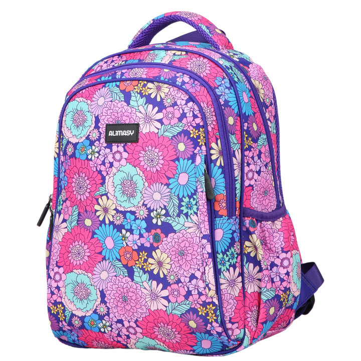 Summer Flowers Midsize Kids Backpack close-up print high-quality fabric waterproof midsize kids backpack