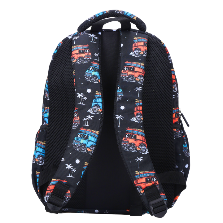Surf Kombi Midsize Kids Backpack back view ergonomic padded straps and back, comfortable waterproof kids school bag