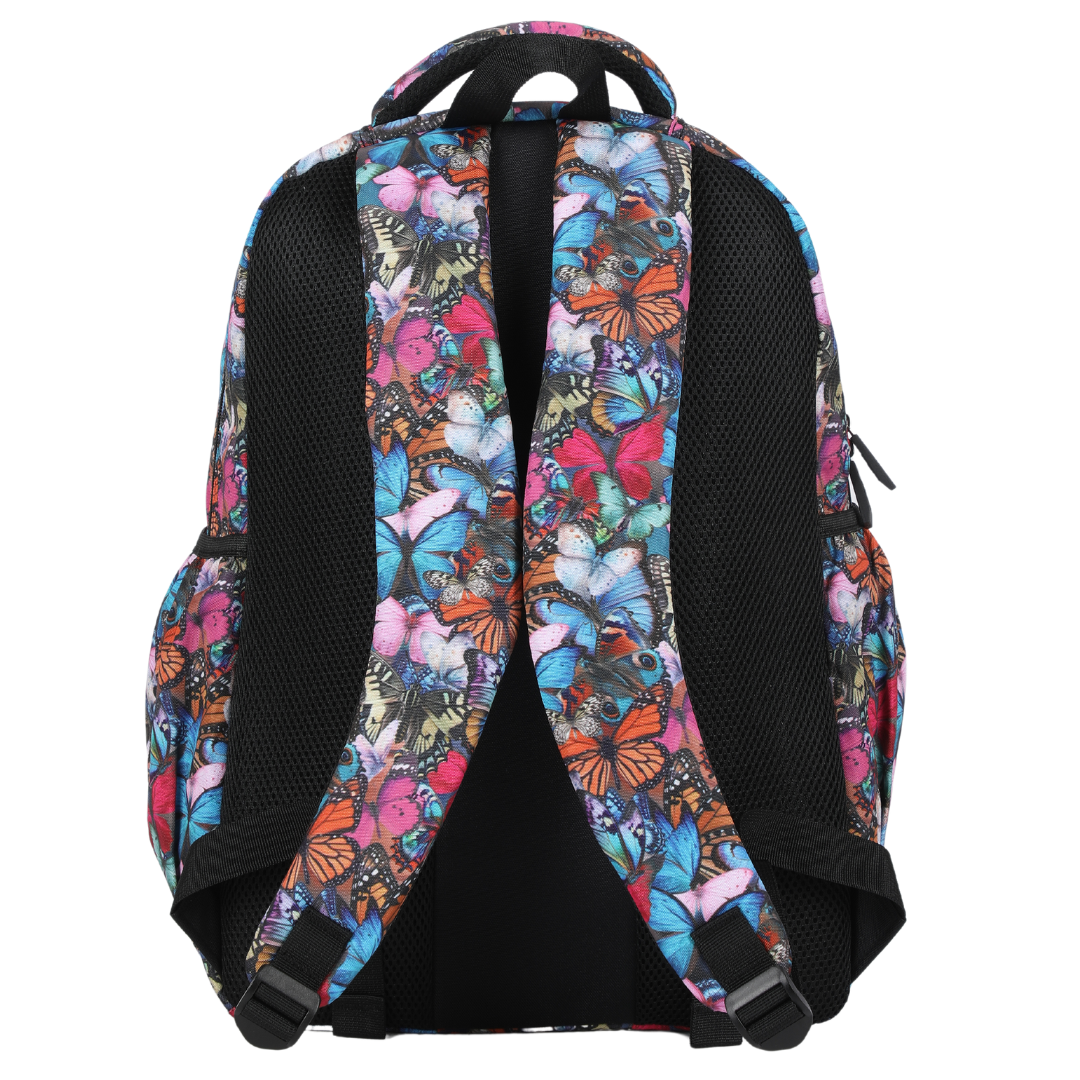 Back view of The Monarchy Large School Backpack Padded straps and breathable cushions for comfort