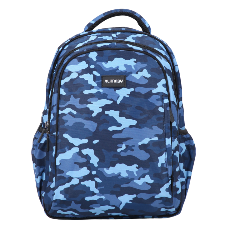 Blue Camouflage Midsize Kids Backpack front view lightweight waterproof preschool and primary school bag Australia NZ