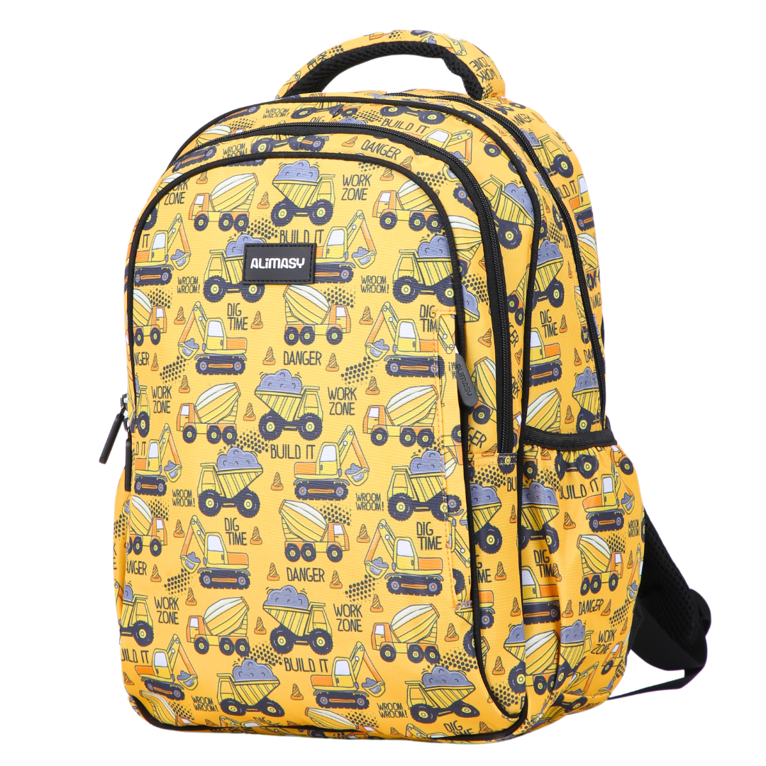 Construction Midsize Kids Backpack front view lightweight waterproof preschool and primary school bag Australia NZ