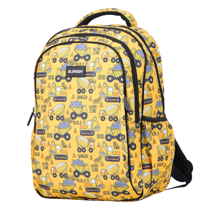 Construction Midsize Kids Backpack front view lightweight waterproof preschool and primary school bag Australia NZ