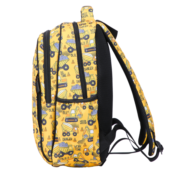 Construction Midsize Kids Backpack side pocket elasticated for secure water bottle storage
