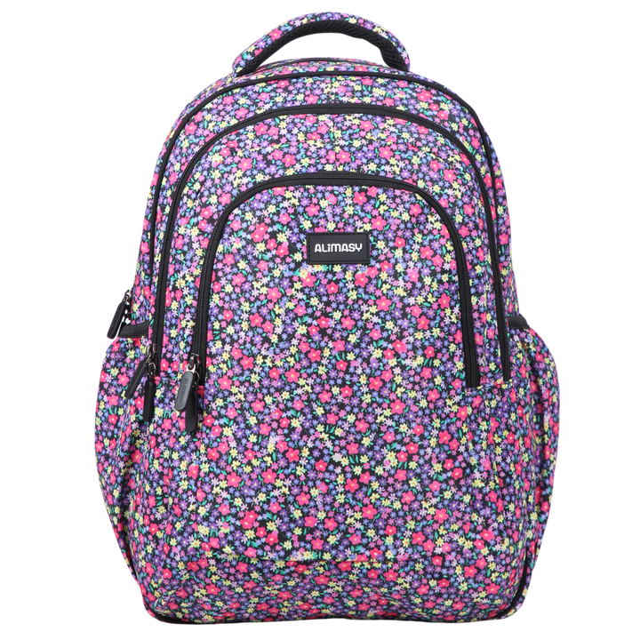 Front view of Pastel Floral Ditsy Large School Backpack Durable kids backpack with spacious compartments