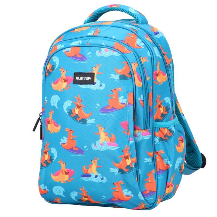 Surfing Kangaroos Midsize Kids Backpack close-up print high-quality fabric waterproof midsize kids backpack
