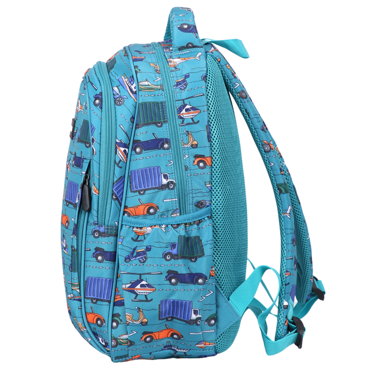 Transport Midsize Kids Backpack side pocket elasticated for secure water bottle storage