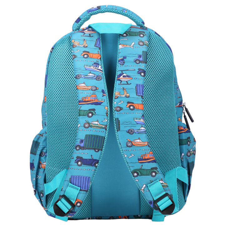 Transport Midsize Kids Backpack back view ergonomic padded straps and back, comfortable waterproof kids school bag