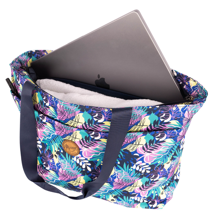 tropical alimasy everyday tote bag for women with laptop and towel inside