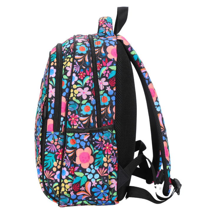 Wonderland Floral Midsize Kids Backpack side pocket elasticated for secure water bottle storage