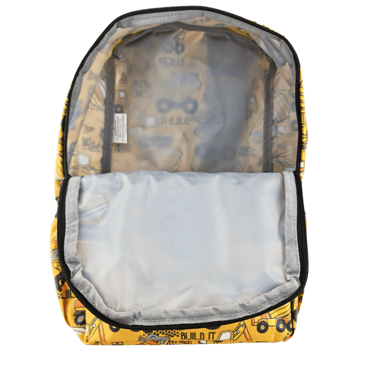 Yellow Construction Medium Kids Waterproof Backpack - Alimasy