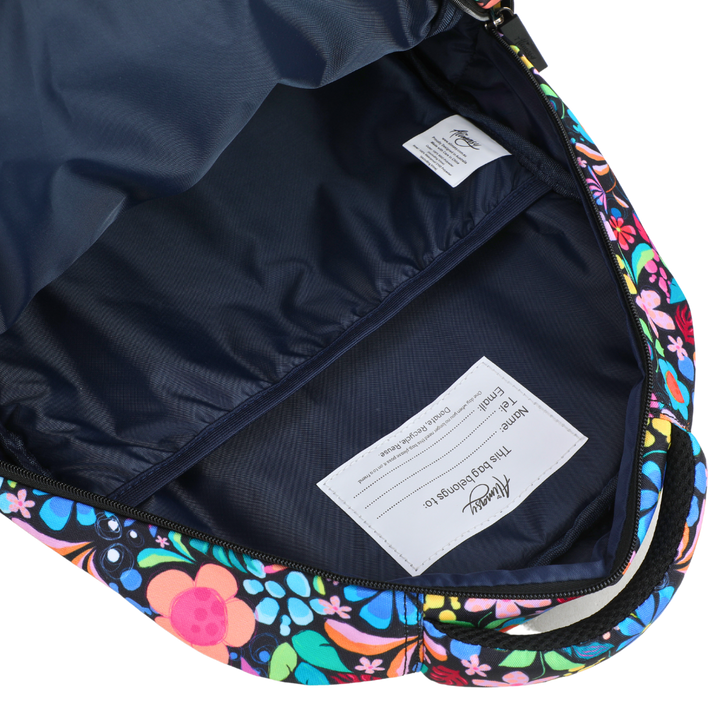 Close-up of Wonderland Large School Backpack Easy clean waterproof lining and durable fabric