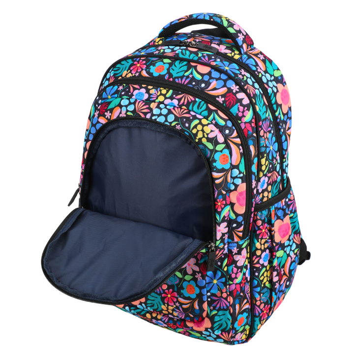 Close-up of Wonderland Large School Backpack Easy clean waterproof lining and durable fabric