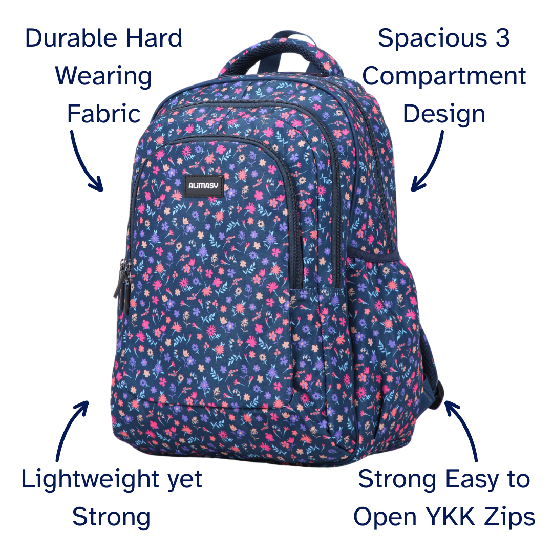 Ditsy Flowers Navy Large School Backpack