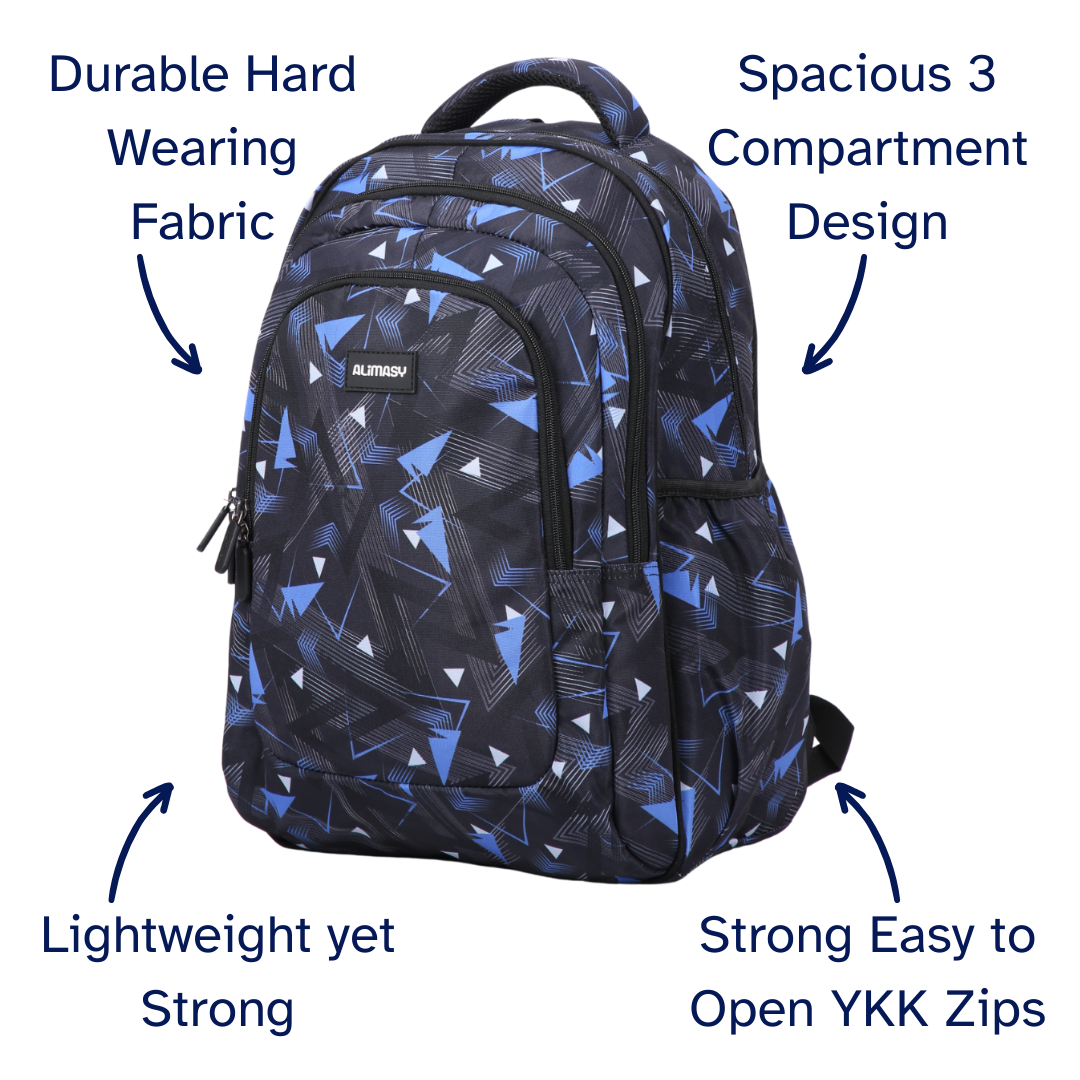 Blue Geometric Abstract Large School Backpack