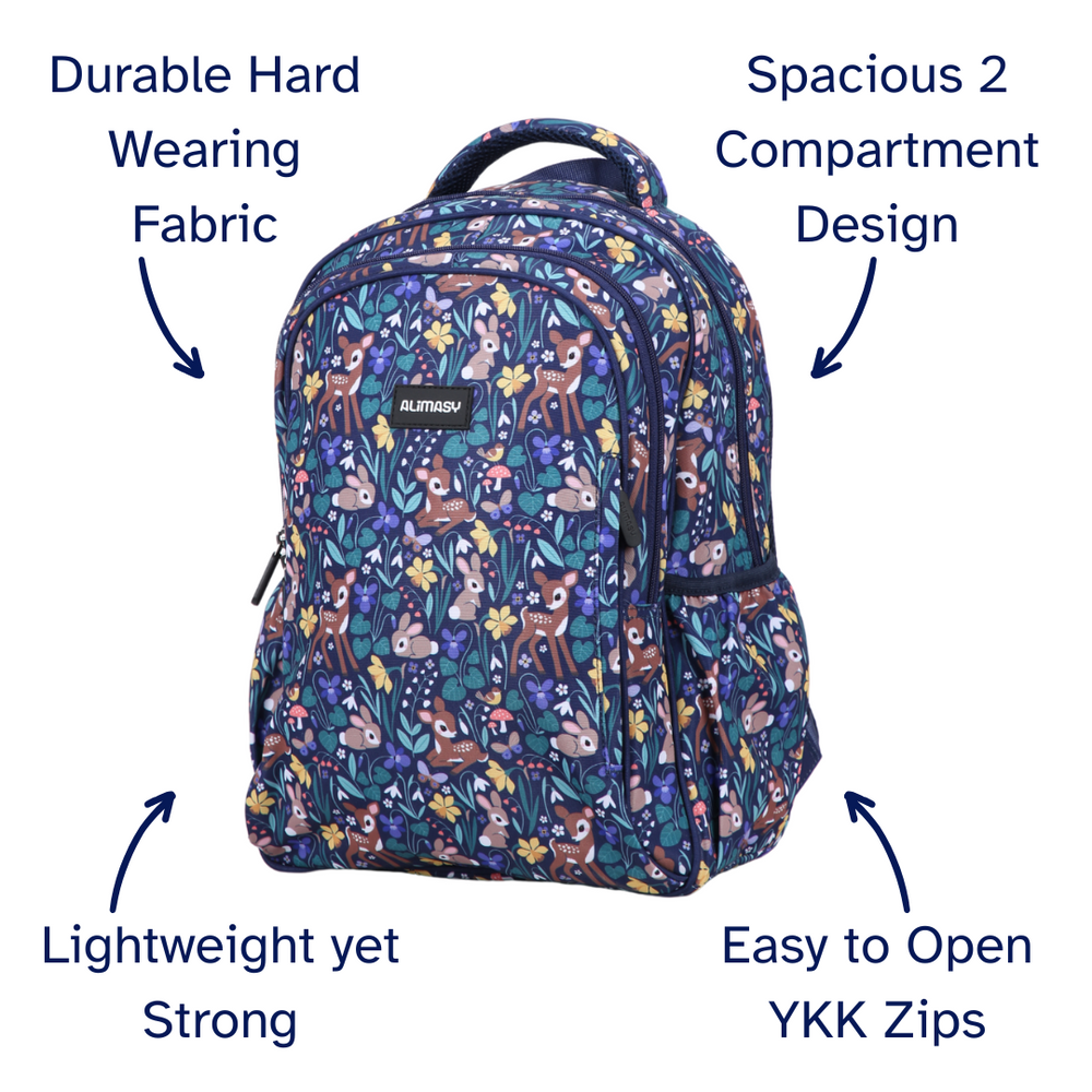 Spring Floral Midsize Kids Backpack close-up print high-quality fabric waterproof midsize kids backpack