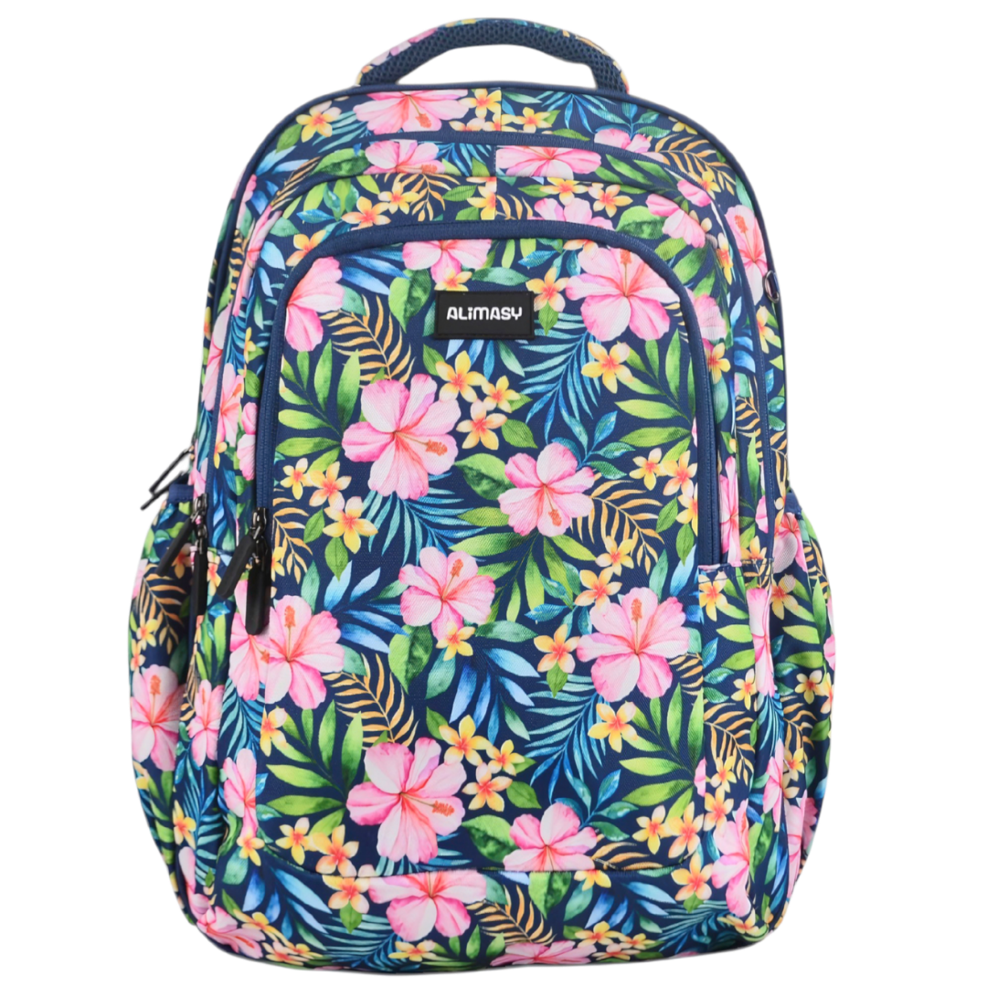 Grand sac à dos Fleurs tropicales et palmiers