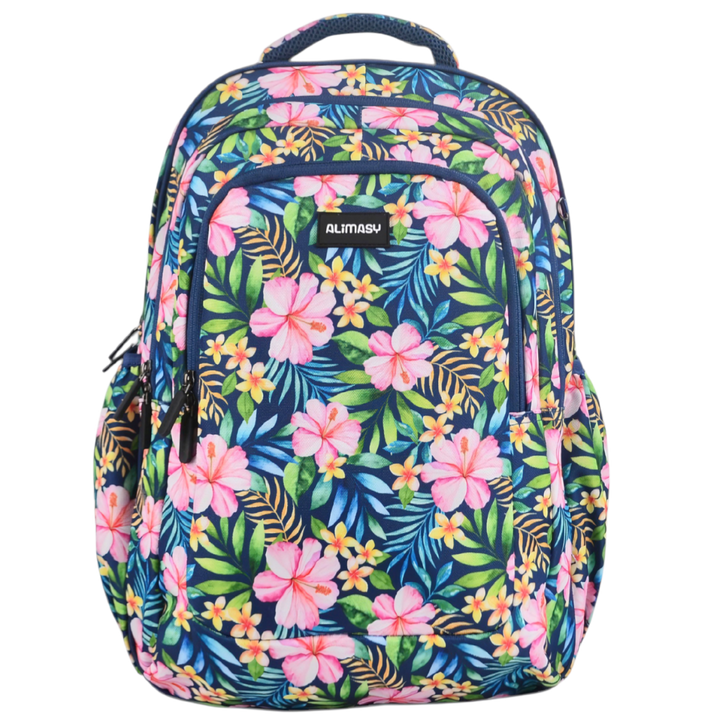 Grand sac à dos Fleurs tropicales et palmiers
