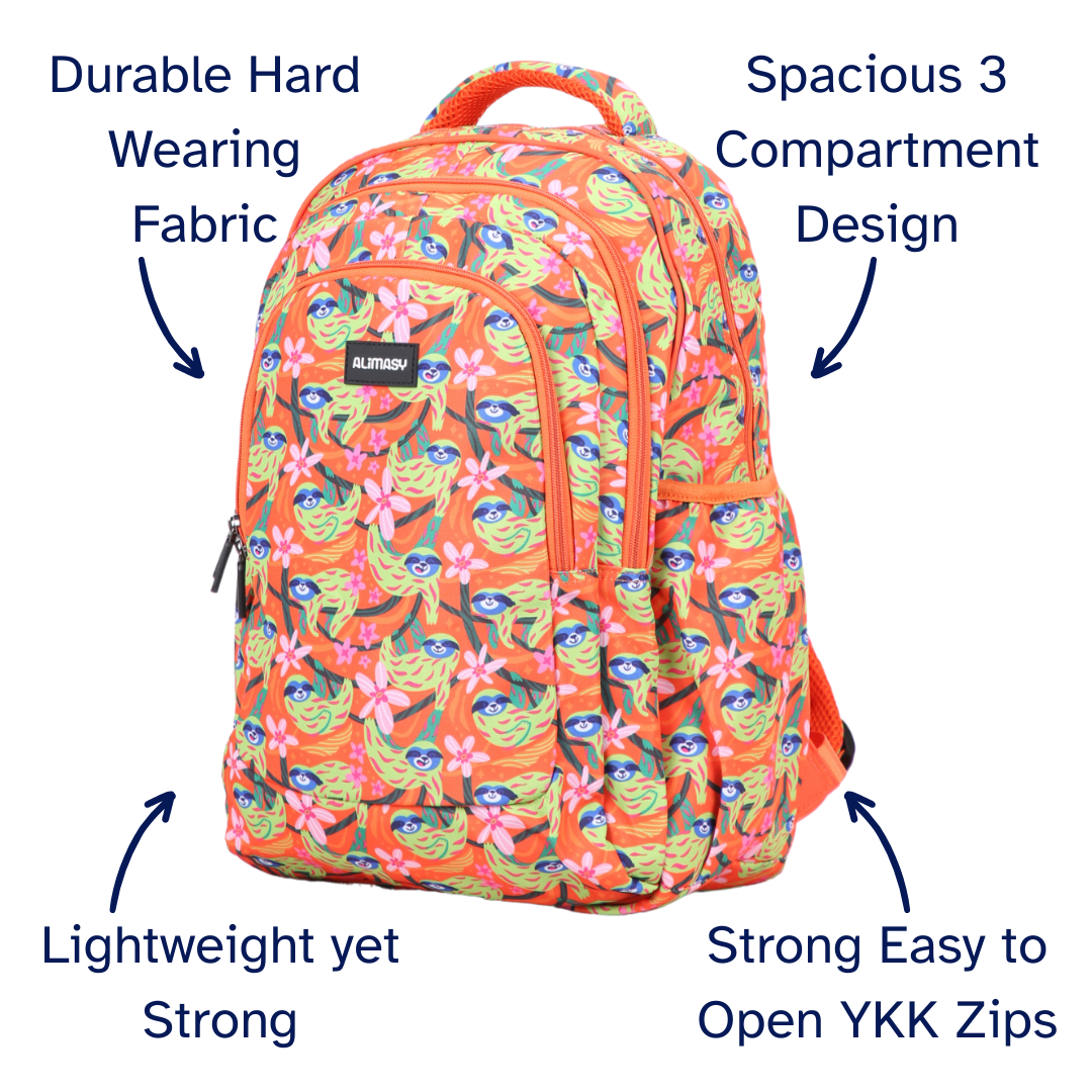 Green Sloths Large School Backpack