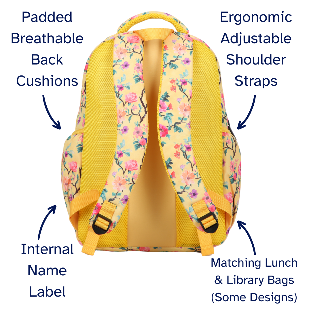 Yellow Floral Large School Backpack